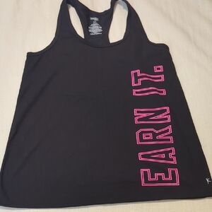 Danskin Black Tank Top with Bold Pink Text